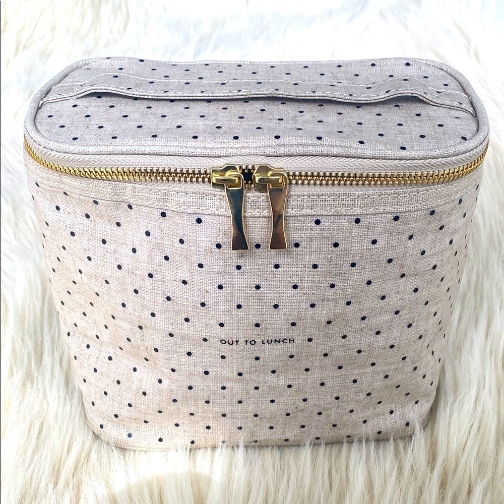 Kate Spade Polka Dot Vinyl Coated Canvas Lunch Bag Cosmetic Bag Travel Vacation